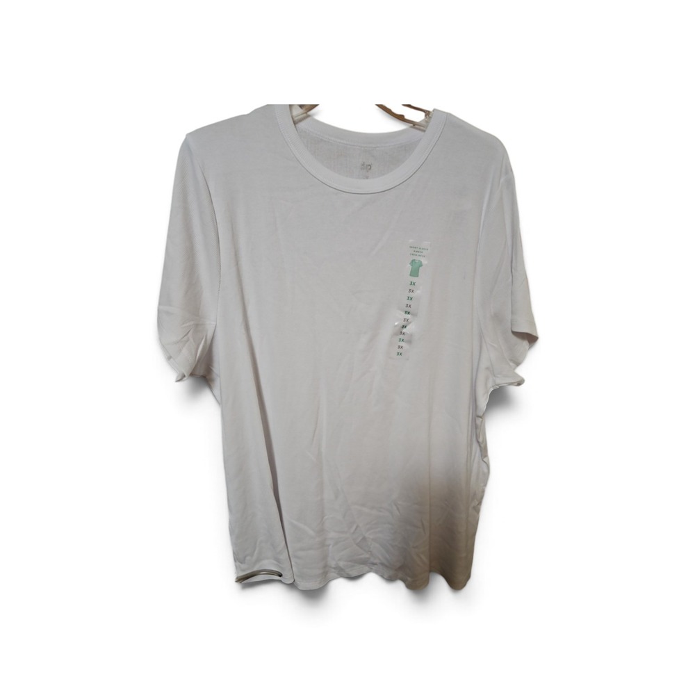 Dip Short Sleeve Ribbed Crew Neck Tee White Plus Size 3X New With Tags